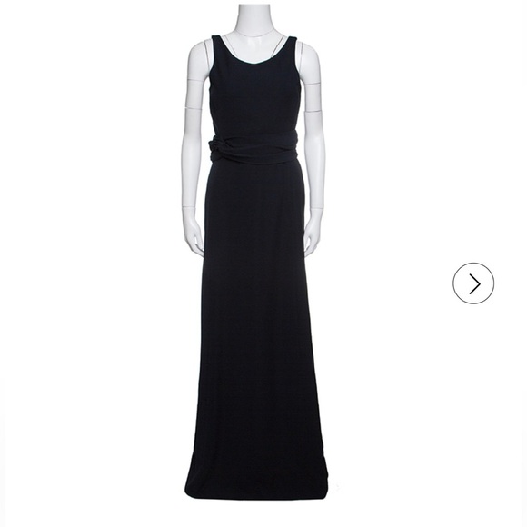 NWT Armani Collezioni black Draped Waist Sleeveless Maxi Dress size 46 or US 10 - Picture 1 of 16